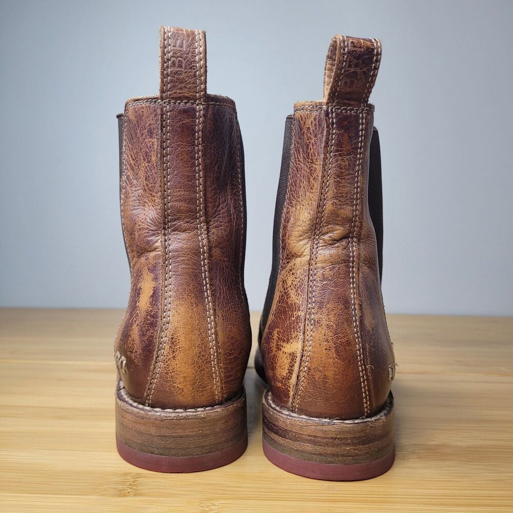 Bed|Stü Nandi short Chelsea boots Brown Sz 8 Genuine Leather Distressed Booties - Picture 3 of 11